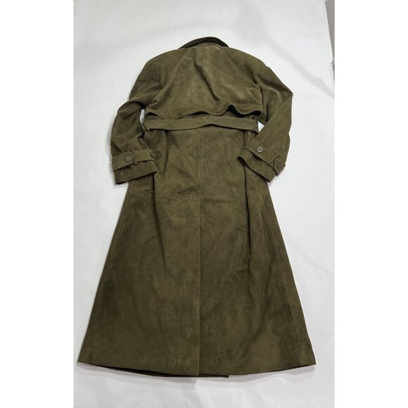 DUCIE London Corrin Suede Trench Coat in Forest Green - Picture 6 of 7
